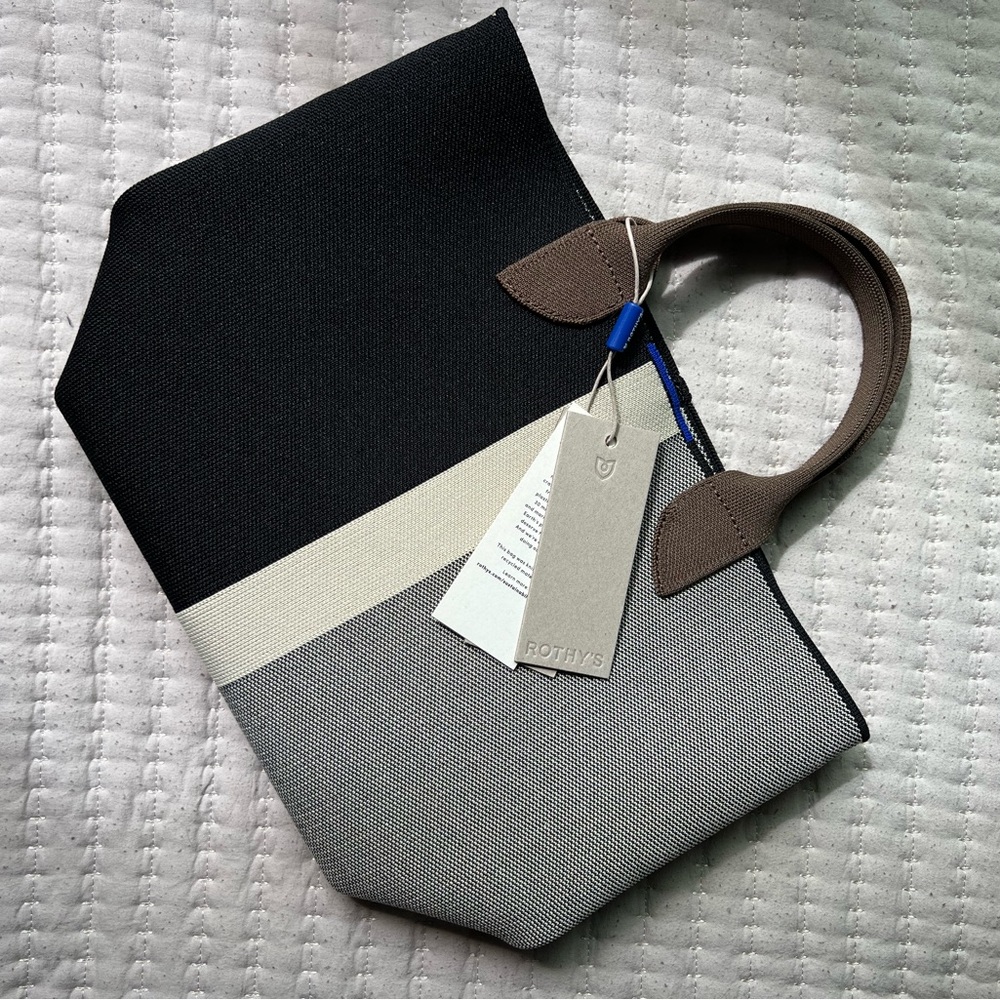 Rothy’s petite tote in portobello stripe NWT